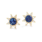 ZG0383 Natural rainbow druzy stone studs earrings 2019 with cz micro pave