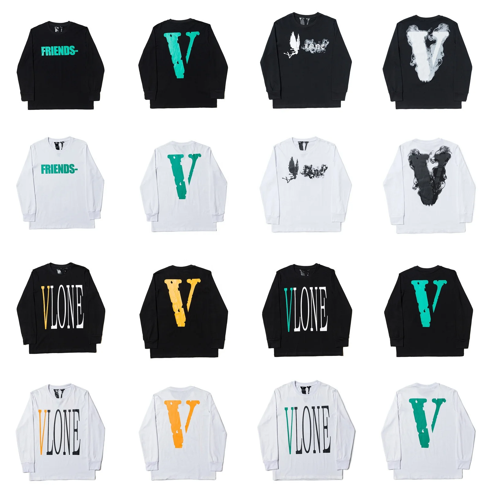 European and American high-quality designer long-sleeved 100% cotton vlones brand printed angel men's big V letter T-shirt shirt
European and American high-quality designer long-sleeved 100% cotton vlones brand printed angel men's big V letter T-shirt shirt