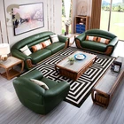 solid zebra wood frame design pure leather sofa wholesale living room luxury sofa green genuine leather sofa set