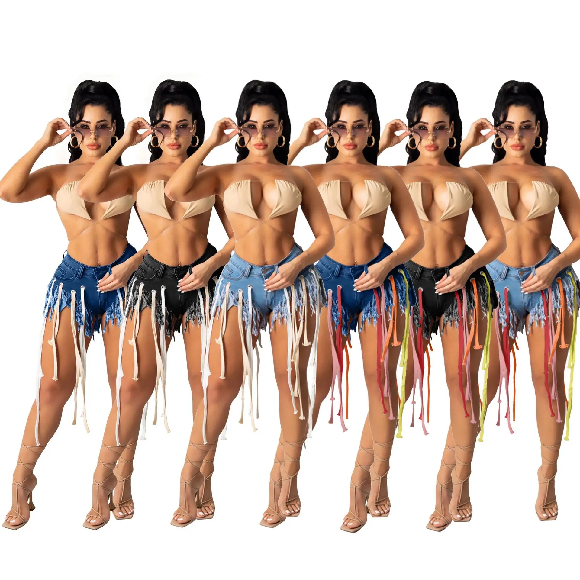 sexy personality High Stretch washed ribbon tassels perforation fashion jeans shorts, Customized color
sexy personality High Stretch washed ribbon tassels perforation fashion jeans shorts, Customized color