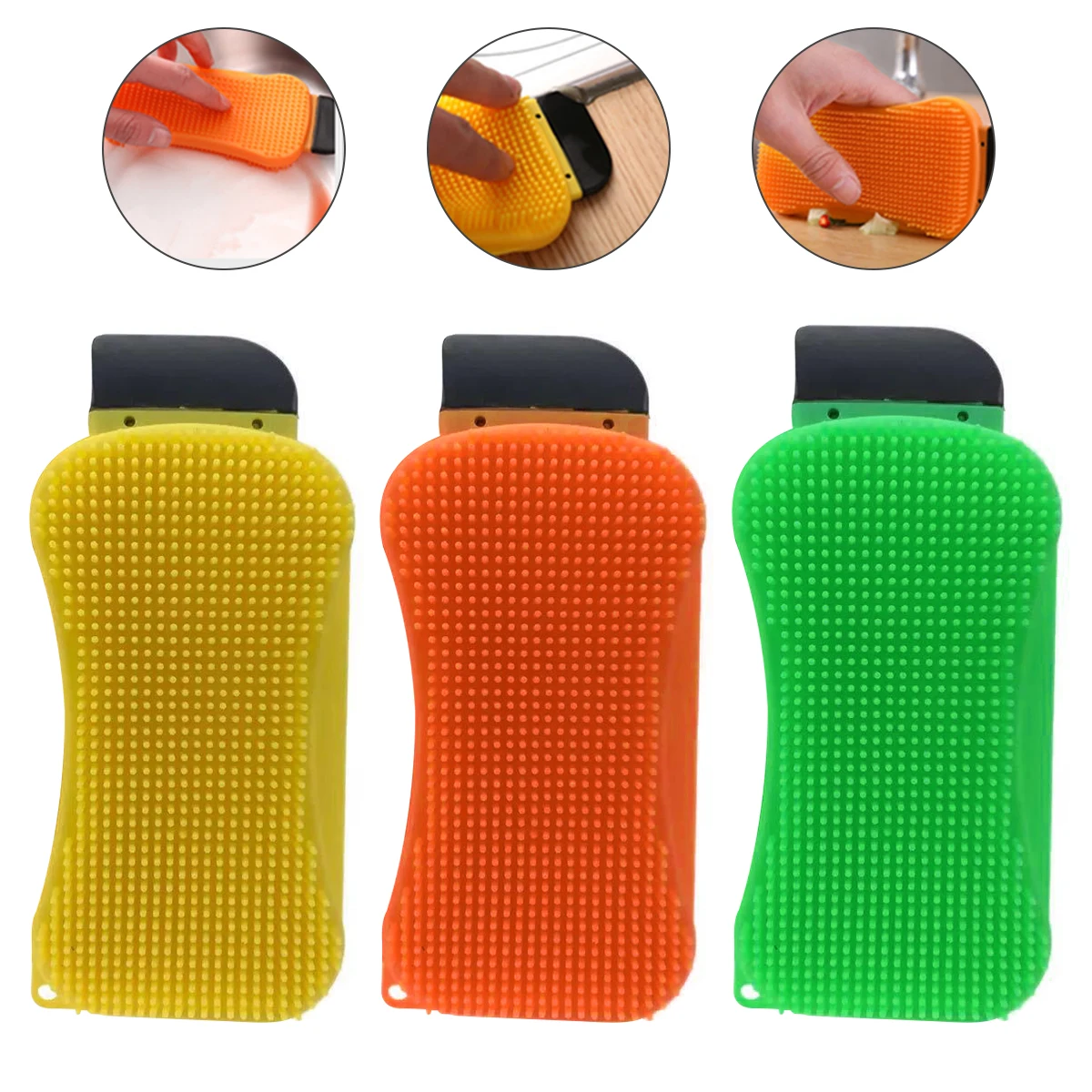 Silicone Dish Washing Sponge Cleaning Brush Soap Scrubber Scraper Clean Brush for Kitchen Bathroom Car Wash Cleaning Supplies, Yellow/green/orange
Silicone Dish Washing Sponge Cleaning Brush Soap Scrubber Scraper Clean Brush for Kitchen Bathroom Car Wash Cleaning Supplies, Yellow/green/orange