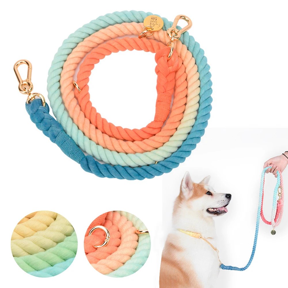 2021New Style Colorful Candy Gradient Hand Dyed Rope Cotton Modern Pet Dog Leash, As picture 
2021New Style Colorful Candy Gradient Hand Dyed Rope Cotton Modern Pet Dog Leash, As picture