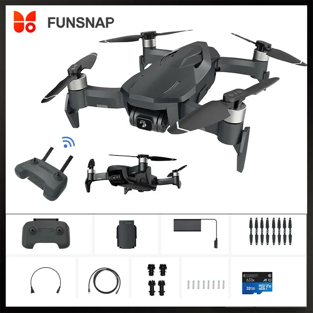 

FUNSNAP DIVA Drone 4K HD 3-Axis Gimbal Camera GPS 5.8G WIFI 2KM FPV RC Quadcopters 30mins Flight Time RC Helicopter