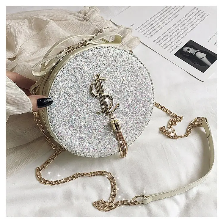 2020 ladies handbag trendy glitter patent leather chain round shape handbags, 4 colors
2020 ladies handbag trendy glitter patent leather chain round shape handbags, 4 colors