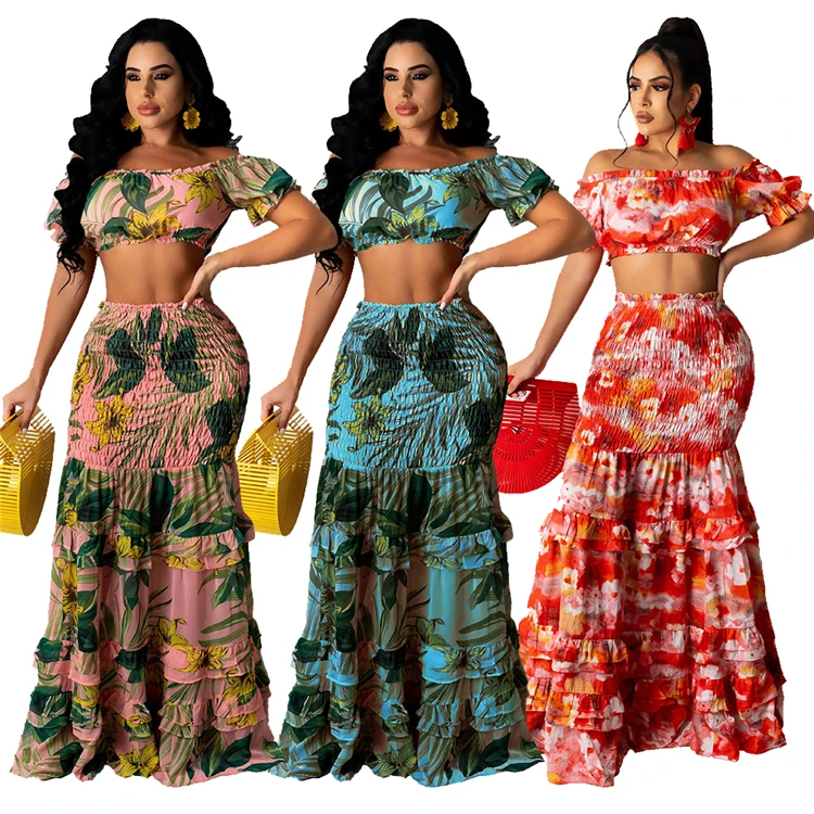 New Arrival Ladies 2 Pcs Outfits Floral Print Summer Women Two Piece Skirts Set 
New Arrival Ladies 2 Pcs Outfits Floral Print Summer Women Two Piece Skirts Set