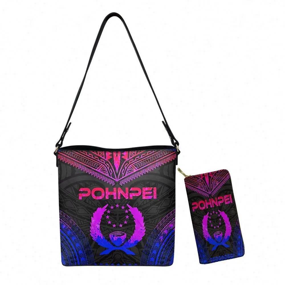 Hawaii Pohnpei Ethnic Pink/Blue Pattern Womens Tote Bag Leather with Wallet Bucket Wholesale Customized Women Tote Shoulder Bags, Customized color
Hawaii Pohnpei Ethnic Pink/Blue Pattern Womens Tote Bag Leather with Wallet Bucket Wholesale Customized Women Tote Shoulder Bags, Customized color