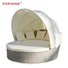 Newest Aluminum Frame Rattan / Wicker Woven Outdoor Daybed Round Sun Bed With Cushion