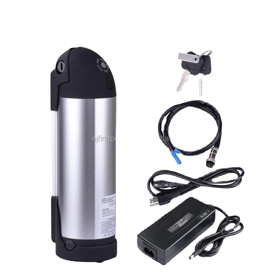 Customize Silver Electric Bicycle Water Bottle Battery 36V 9Ah Lithium ion Downtube Ebike Battery Pack