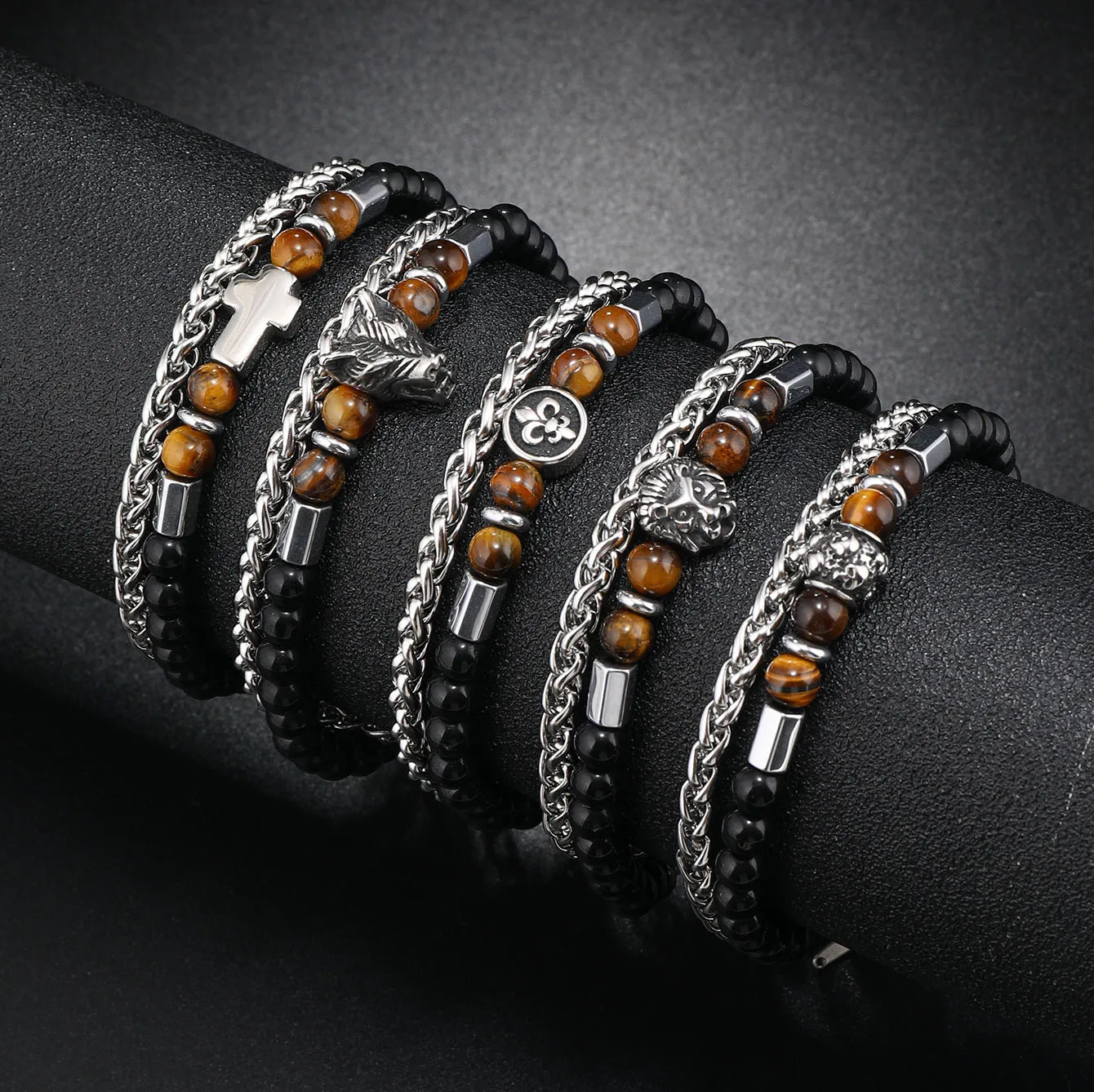 Natural Stone Beads Cross Skull Lion Charm Bracelet Stainless Steel Clasp Custom Design Bracelets Jewelry For Men
Natural Stone Beads Cross Skull Lion Charm Bracelet Stainless Steel Clasp Custom Design Bracelets Jewelry For Men