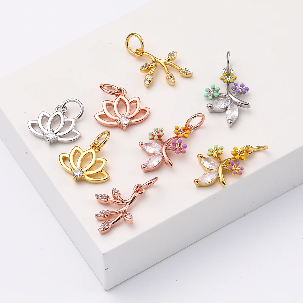 Exquisite 18k gold-plated zircon plant lotus tree shape charm pendant for jewelry necklace bracelet earring diy design for women
Exquisite 18k gold-plated zircon plant lotus tree shape charm pendant for jewelry necklace bracelet earring diy design for women