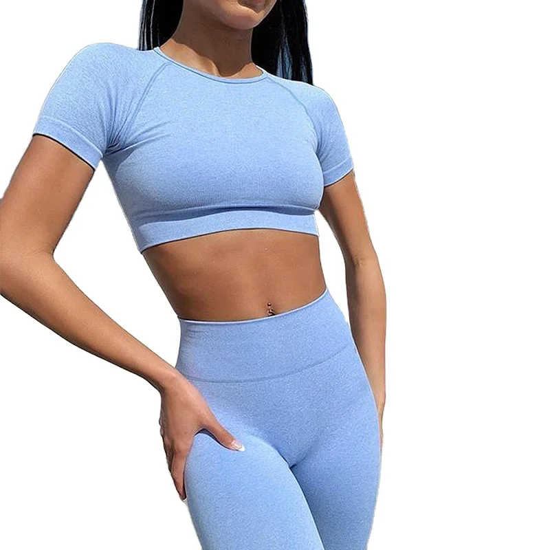 FUNNY 2021 seamless knitted fitness sports short-sleeved trousers yoga suit, Picture
FUNNY 2021 seamless knitted fitness sports short-sleeved trousers yoga suit, Picture