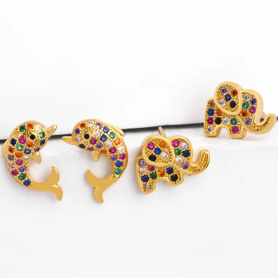 Best Selling Gold Plated Rainbow CZ Elephant Stud Earrings Simple Rainbow Cubic Zirconia Dolphin Stud Earrings
Best Selling Gold Plated Rainbow CZ Elephant Stud Earrings Simple Rainbow Cubic Zirconia Dolphin Stud Earrings