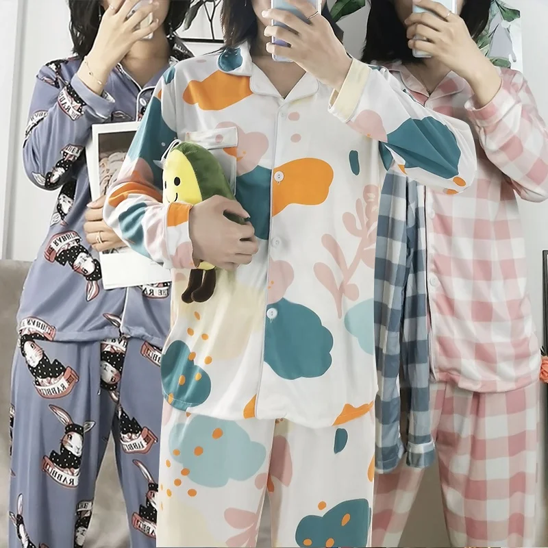 Spring and autumn new orange check cardigan long sleeve trousers pajama suit casual Korean version of fashion comfortable thin w
Spring and autumn new orange check cardigan long sleeve trousers pajama suit casual Korean version of fashion comfortable thin w