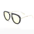 Hot Women Gesenda Wholesale Custom Logo Foldable Hot Fashion Diamond Big Round Frame Cool Sunglasses