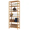 Refined-Bam Bamboo Shelf 6 Tier, 63.4 Inches Height Free Standing Bookshelf Plant Flower Stand Rack Bathroom Storage Tower