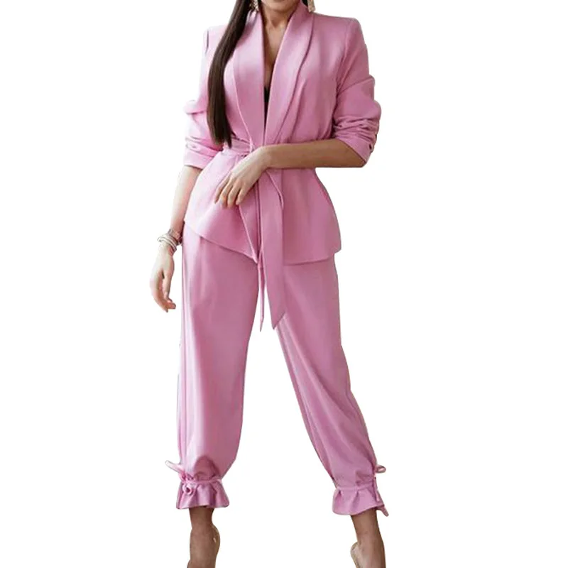Autumn New Niche Design Pants Suit Pink Simple Lace-up Suit and High-waisted Pants Women Sets
Autumn New Niche Design Pants Suit Pink Simple Lace-up Suit and High-waisted Pants Women Sets