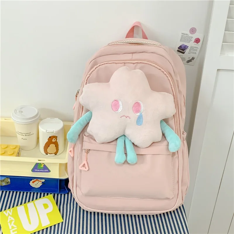 

large capacity travel backpacks school bag girl boy book bags College high teenager student pink star schoolbag