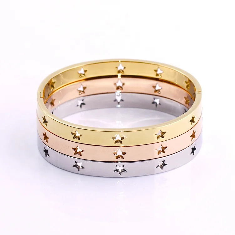 wholesale custom 316L stainless steel fashion jewelry hollow star cuff bracelet bangle for women, All common color are available
wholesale custom 316L stainless steel fashion jewelry hollow star cuff bracelet bangle for women, All common color are available