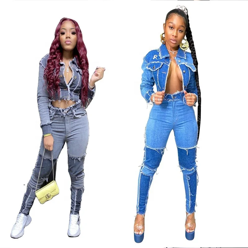 Fashion Unique New Trendy Woman 2021 Clothes High Waist Pants Denim Two Piece Set Women
Fashion Unique New Trendy Woman 2021 Clothes High Waist Pants Denim Two Piece Set Women