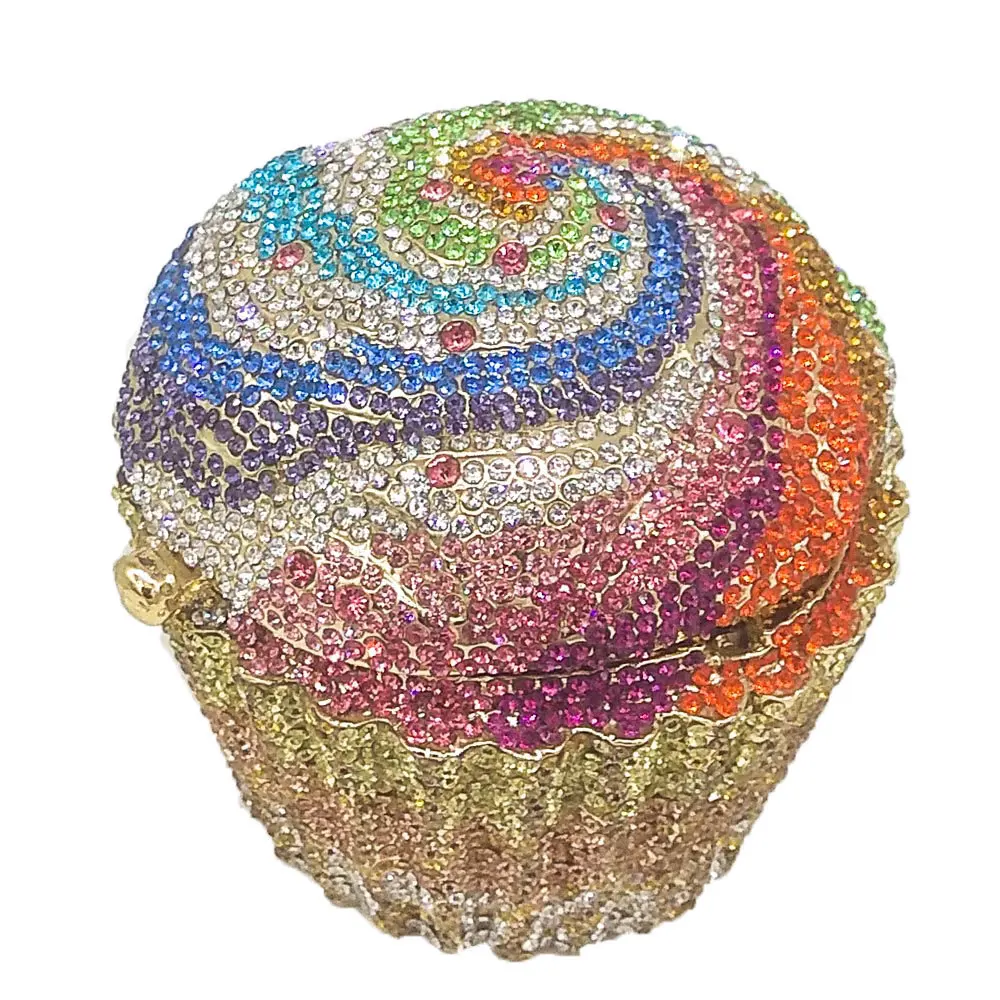

Luxury wedding rhinestone jewelry crystal evening cupcake bag bling diamond cupcake purse, Black, pink, red, colorful