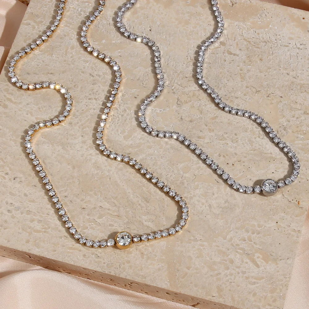 Tennis Chain Gold Plated Stainless Steel Jewelry Necklace Zircon Link Chain Necklace Women Stainless Steel
Tennis Chain Gold Plated Stainless Steel Jewelry Necklace Zircon Link Chain Necklace Women Stainless Steel