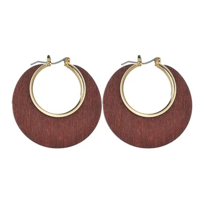 New Simple Gold Plated Hollow Circle Round Wooden Earrings Multi Color Wood Moon Clip on Hoop Earrings for Party, Picture shows/custom color
New Simple Gold Plated Hollow Circle Round Wooden Earrings Multi Color Wood Moon Clip on Hoop Earrings for Party, Picture shows/custom color