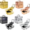 Small Transparent Beauty Vanity Clear Acrylic Makeup Train Case With Mirror, ACRYLIC 2-TIERS EXTENDABLE TRAYS COSMETIC Case