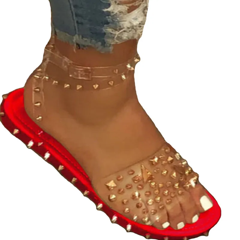 2021 European And American Women's Transparent Rivet Flat Bottom Sandals Transparent Large Wear Resistant Rivet Slide Sandal, As shown in figure
2021 European And American Women's Transparent Rivet Flat Bottom Sandals Transparent Large Wear Resistant Rivet Slide Sandal, As shown in figure