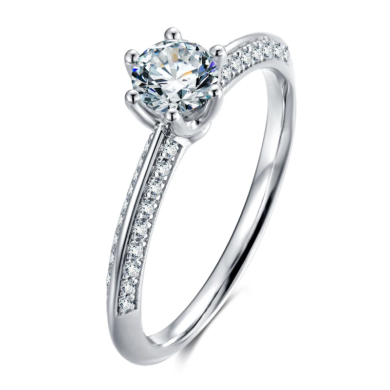 M13B 925 Sterling Silver Jewelry 0.5ct 5mm Moissanite Main Stone and CZ Side Stone Ring
M13B 925 Sterling Silver Jewelry 0.5ct 5mm Moissanite Main Stone and CZ Side Stone Ring