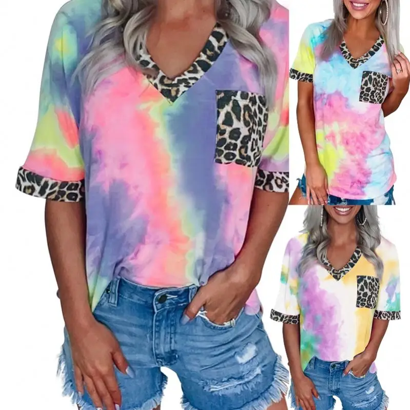 New Arrivals Fashion Tie Dye Leopard V Neck Cold Shoulder Women Tops, Customized women tops
New Arrivals Fashion Tie Dye Leopard V Neck Cold Shoulder Women Tops, Customized women tops