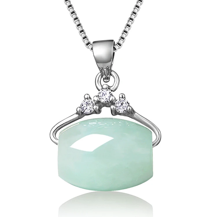 925 Silver Necklace Women Inlaid Gemstone Jade Pendant Jade Pendant Passepartout Transfer Bead Jade Pendant Gift 
925 Silver Necklace Women Inlaid Gemstone Jade Pendant Jade Pendant Passepartout Transfer Bead Jade Pendant Gift