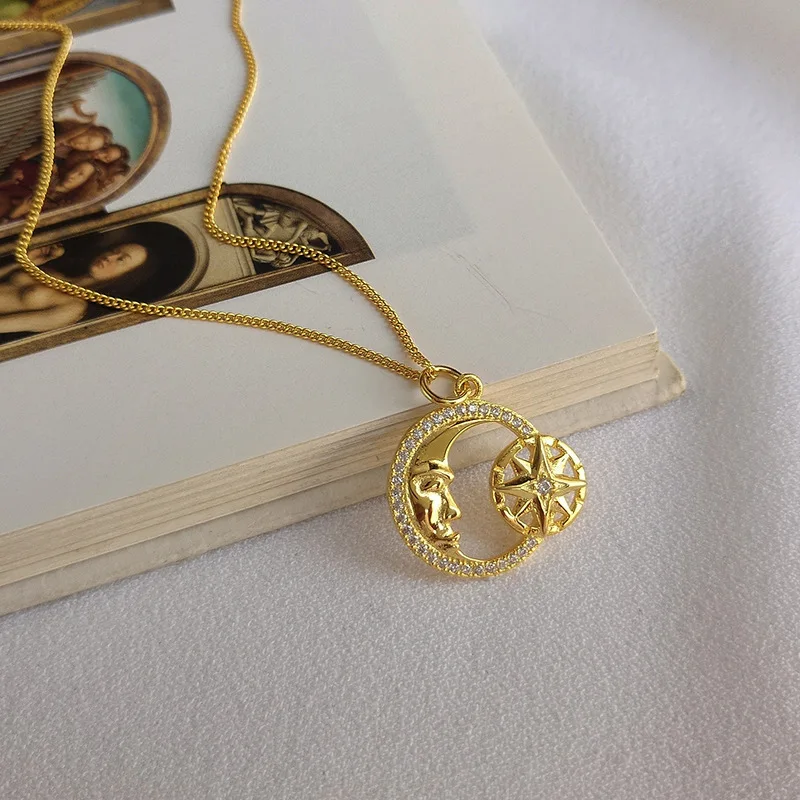 Vintage Gold Plated 925 Sterling Silver Moon&Star Crystal Necklace, As shown in the picture
Vintage Gold Plated 925 Sterling Silver Moon&Star Crystal Necklace, As shown in the picture