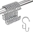 Set of 12 Shower Curtain Hooks Rings Stainless Steel Rustproof Metal Double Glide Shower Hook