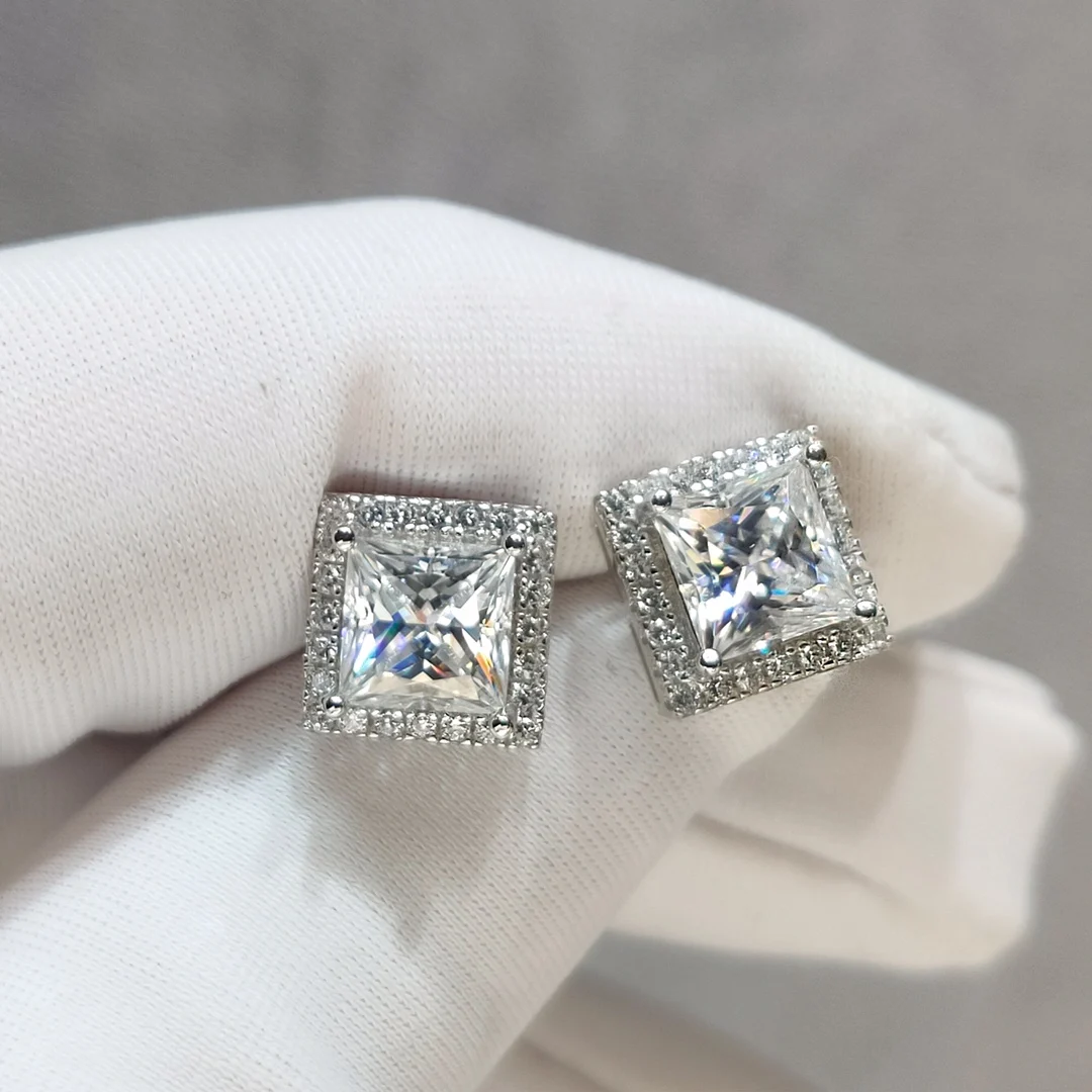 Silver 925 Original Total 2-4 Carat Princess Cut Diamond Test Past D Color Square Moissanite Stud Earrings Real Gemstone Jewelry
Silver 925 Original Total 2-4 Carat Princess Cut Diamond Test Past D Color Square Moissanite Stud Earrings Real Gemstone Jewelry