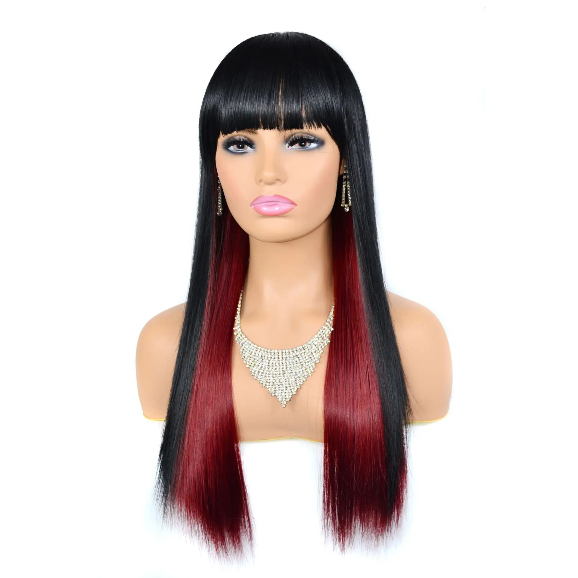 European And American Womem Long Hair Black Futura Synthetic Wig Hair Burgundy Dyeing Straight Wig
European And American Womem Long Hair Black Futura Synthetic Wig Hair Burgundy Dyeing Straight Wig