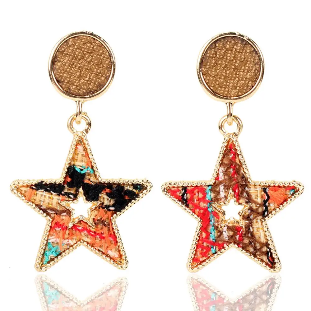 4 Color Available Handmade Bohemian Cotton Star Drop Earrings Multicolor Silk Boho Ethnic Star Earrings For Holiday
4 Color Available Handmade Bohemian Cotton Star Drop Earrings Multicolor Silk Boho Ethnic Star Earrings For Holiday