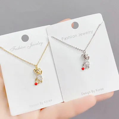 2021 Fashion Cute Animal Necklace With Red Enameled Heart Micro Paved Insert Crystal Bear Necklaces For Women Fashion Jewelry, Gold, silver
2021 Fashion Cute Animal Necklace With Red Enameled Heart Micro Paved Insert Crystal Bear Necklaces For Women Fashion Jewelry, Gold, silver