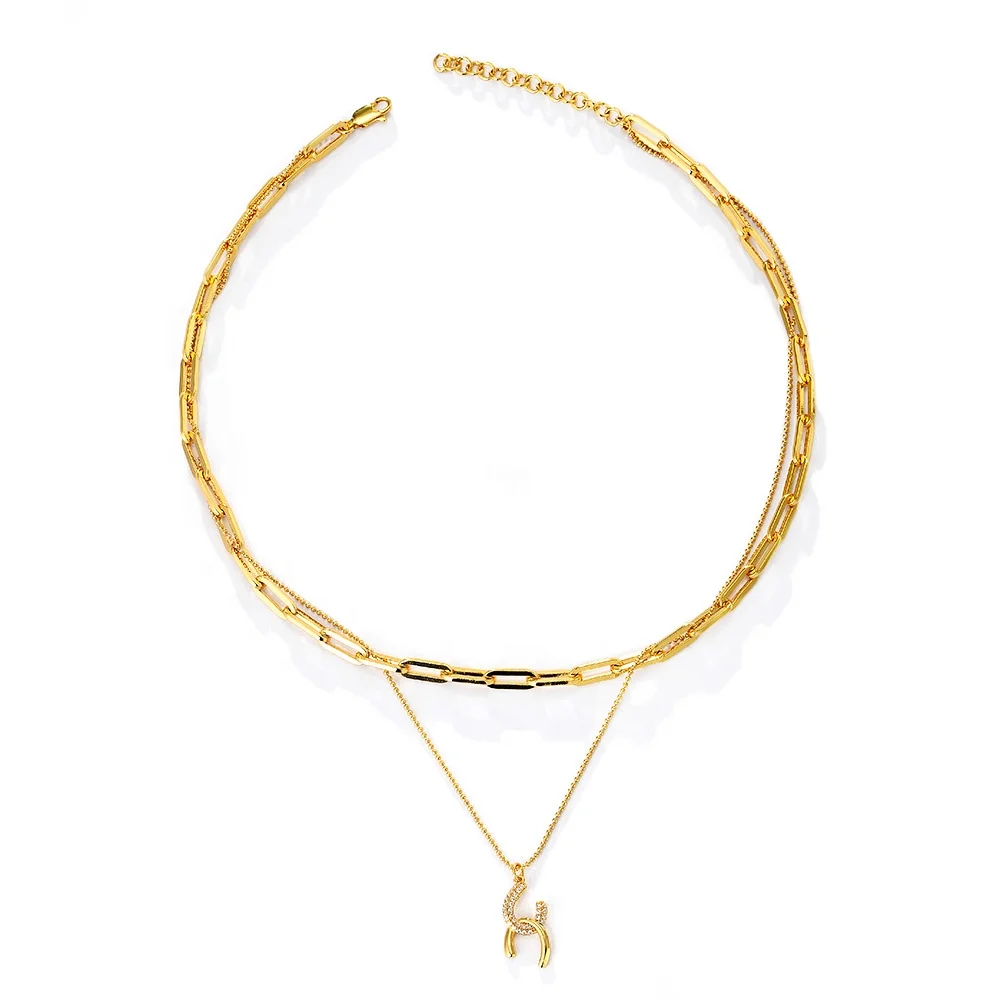 New Fashion Brass Jewelry Luxurious Arrow18K Gold Plated Double Layer Chain Pendant Necklace
New Fashion Brass Jewelry Luxurious Arrow18K Gold Plated Double Layer Chain Pendant Necklace