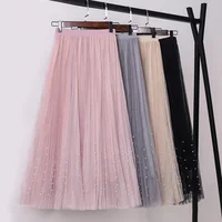 Mesh half-length skirt 2019 summer Korean version Plus Size Women's Lace Dress Skirt With Pearl Embellishment
Mesh half-length skirt 2019 summer Korean version Plus Size Women's Lace Dress Skirt With Pearl Embellishment