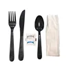 eco friendly utensils pp 4.5g wrapped plastic cutlery set, disposable flatware plastic fork knife and napkin