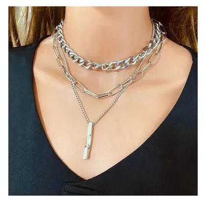 Ins Exaggerated Style Silver Plated Paper Clip Cuban Chain Necklace Multi Layer Twist Vertical Bar Pendant Necklace For Woman
Ins Exaggerated Style Silver Plated Paper Clip Cuban Chain Necklace Multi Layer Twist Vertical Bar Pendant Necklace For Woman