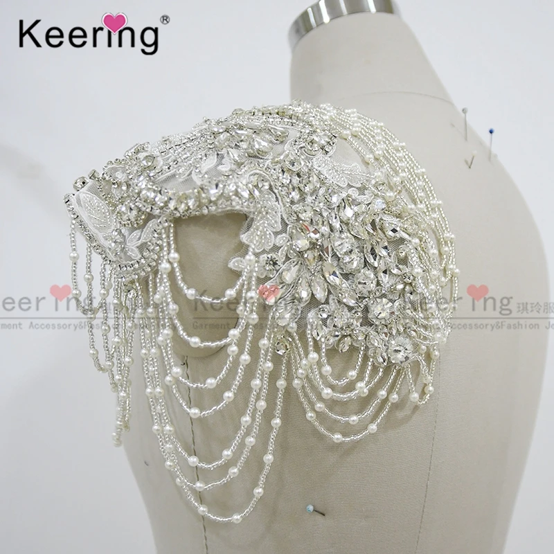 Customize Shoulder Charming Clear Crystal Beaded Bodice Rhinestone Applique Patch for Party Wedding Dress, White
Customize Shoulder Charming Clear Crystal Beaded Bodice Rhinestone Applique Patch for Party Wedding Dress, White