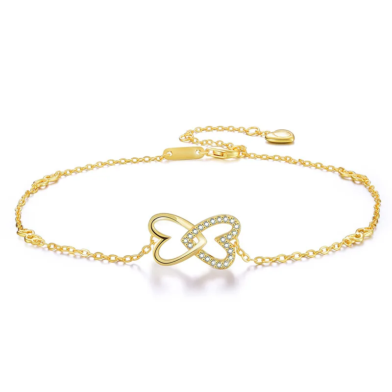 18K Gold Plated 925 Sterling Silver 5A Cubic Zircon CZ Double Love Heart Ankle Bracelets Set Foot Jewelry for Women and and Te, As the picture
18K Gold Plated 925 Sterling Silver 5A Cubic Zircon CZ Double Love Heart Ankle Bracelets Set Foot Jewelry for Women and and Te, As the picture
