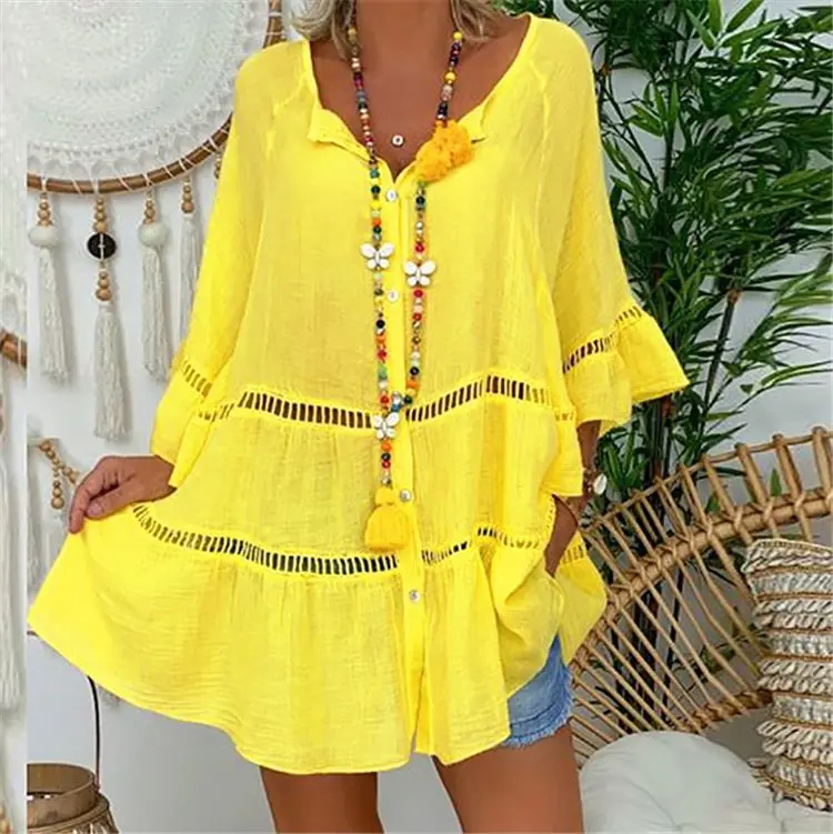 PEARL Chemisier Femme 2021 Button Loose Casual Summer Women's Top Ladies Blouses Women Blouse
PEARL Chemisier Femme 2021 Button Loose Casual Summer Women's Top Ladies Blouses Women Blouse