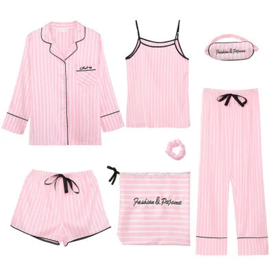 Sleepwear 7 Pieces Pyjama Set 2020 Women Autumn Winter Sexy Pajamas Sets Sleep Suits Soft Sweet Cute Nightwear Gift Home Clothes, As show
Sleepwear 7 Pieces Pyjama Set 2020 Women Autumn Winter Sexy Pajamas Sets Sleep Suits Soft Sweet Cute Nightwear Gift Home Clothes, As show