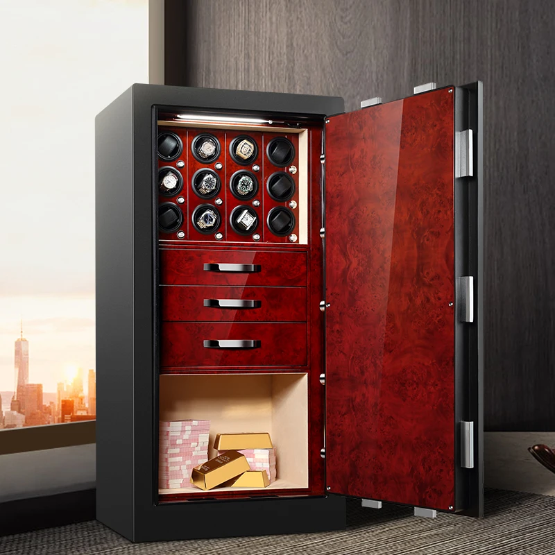luxury wardrobe hidden smart biometric alarm safe deposit box cabinet with two keys watch winder box, 4 colors
luxury wardrobe hidden smart biometric alarm safe deposit box cabinet with two keys watch winder box, 4 colors