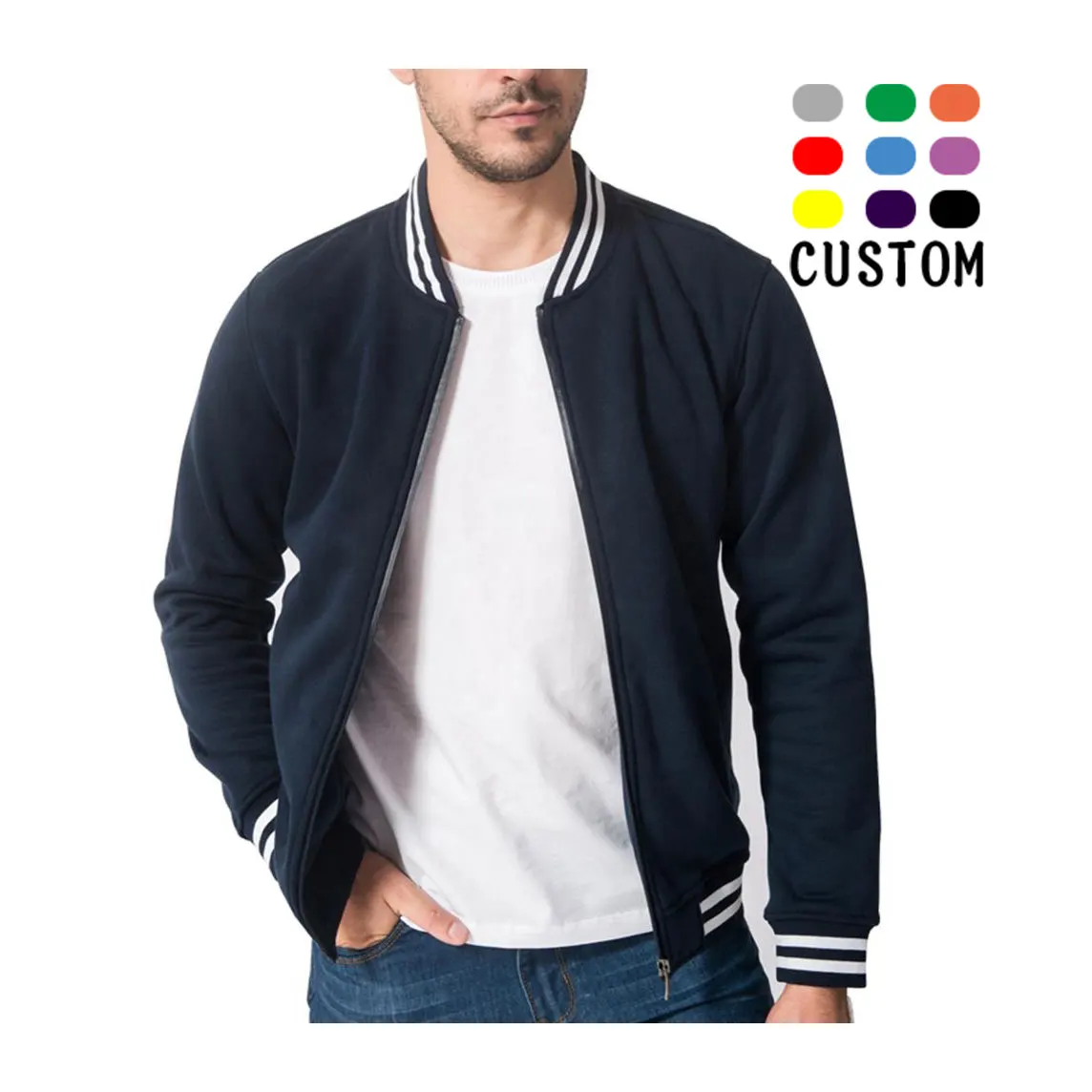 Custom Brand Men Zip Jacket Sport Hot-Selling Baseball Jacket Men Good Quality Jacket Unisex
Custom Brand Men Zip Jacket Sport Hot-Selling Baseball Jacket Men Good Quality Jacket Unisex