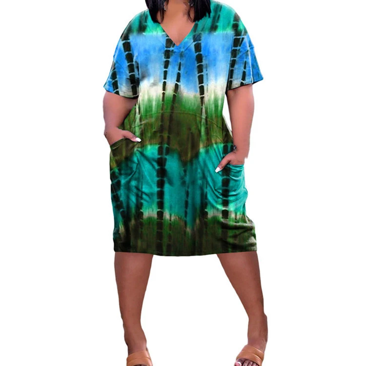 DUODUOCOLOR The new summer loose dresses women fashion with short sleeves tie dyed v neck prints in the long skirt D97542
DUODUOCOLOR The new summer loose dresses women fashion with short sleeves tie dyed v neck prints in the long skirt D97542