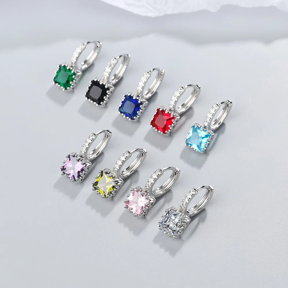 New Color CZ Cubic Zircon Hoop Earrings Colorful Silver Plated Square Diamond Pendant Hoop Earrings For Women
New Color CZ Cubic Zircon Hoop Earrings Colorful Silver Plated Square Diamond Pendant Hoop Earrings For Women