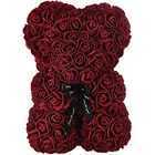 2020 Valentine new item oem 25 cm anniversary artificial teddy rose flower bear for sale
